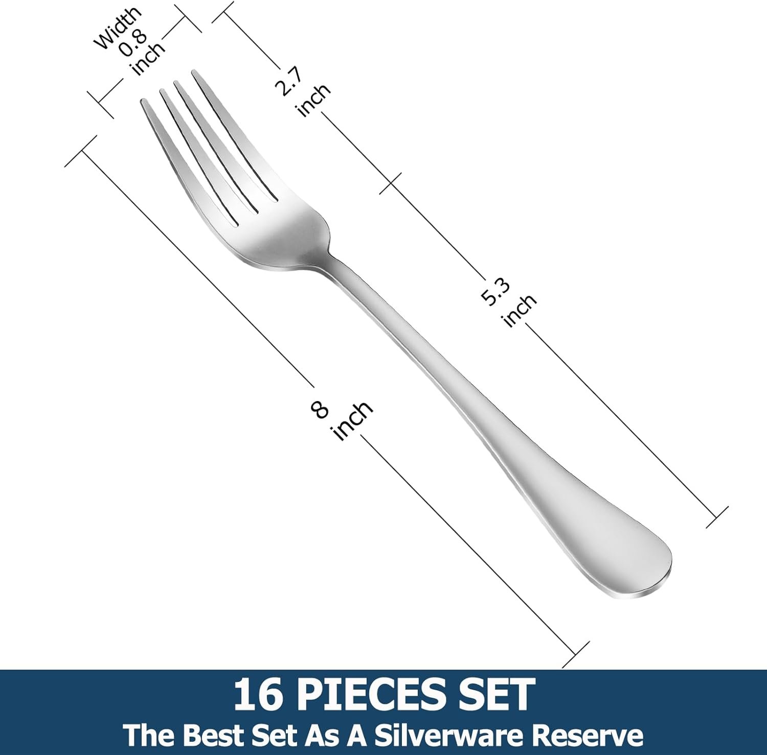 619aDqMr7rL._AC_SL1500_ Dinner Forks,Set of 16 Top Food Grade Stainless Steel Silverware Forks,Table Forks,Flatware Forks,8 Inches,Mirror Finish & Dishwasher Safe,Use for Home,Kitchen or Restaurant – Image 7