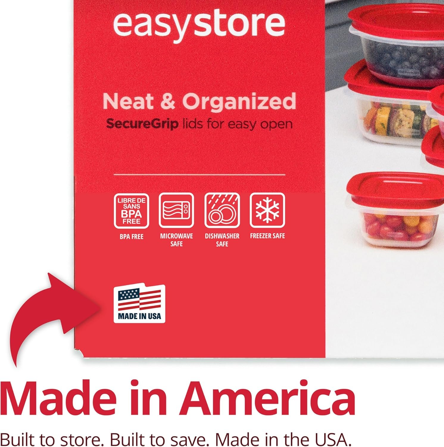 81EaQtlnUCL._AC_SL1500_ Rubbermaid EasyStore Containers, 44-Piece Set, Food Storage Containers with Lids – Image 3